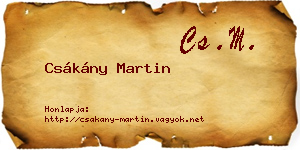 Csákány Martin névjegykártya